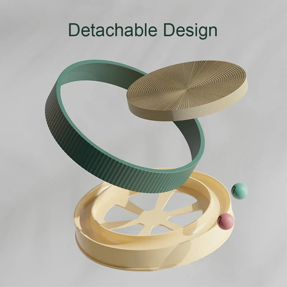 Interactive Round Cat Scratching Board with Ball Wear Resistant Corrugated Paper Multi Function Toy Cat Scratcher Accessories
