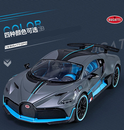 Large Size 1/18 Bugatti DIVO Alloy Sports Car Model Diecasts Metal Toy Vehicles Car Model Simulation Sound Light Gifts