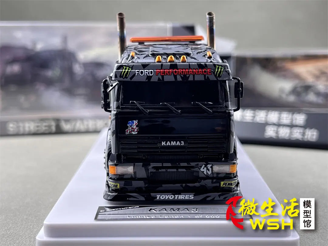SW 1:64 Ford Mustang Hoonicorn RTR KamaZ Modified Trailer Simulation Static Alloy Car Model Gift Toy.
