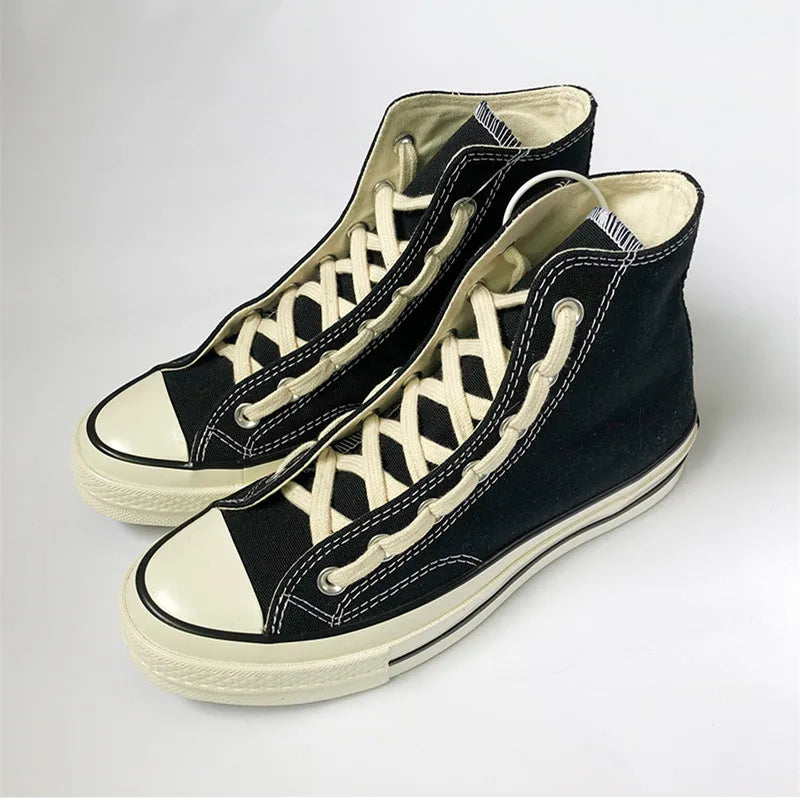 First Grade Fine Cotton Shoelaces High-top Low-top 1970S Canvas Black White Shoes laces 7 mm Width 90/180 cm Women Men Shoelace