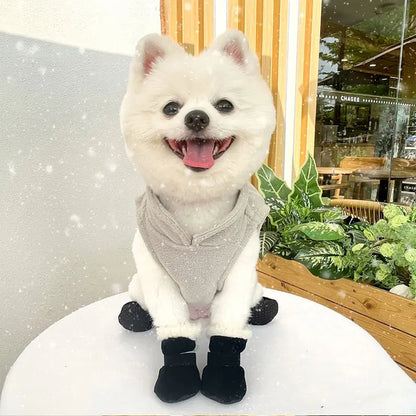 Winter Waterproof 4Pcs Warm Non-slip Snow Boots for Small Breeds Dogs Puppy Outdoor Walking Dog Socks Bootie Pet Paw Care