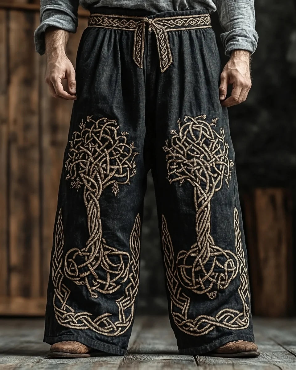 Men's retro Viking Celtic Crow Skull 3D printed casual pants drawstring straight leg pants summer Spring beach pants