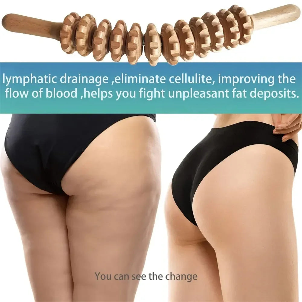 Curved Wood Therapy Massage Tool Massage Roller Lymphatic Drainage Massager Handheld for Release Cellulite Relieve Muscle Stress