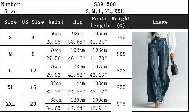 Women's Fashion Zipper Decor Slant Pocket Wide Leg Jeans Casual Pockets High Waist Elegant Loose Denim Trousers