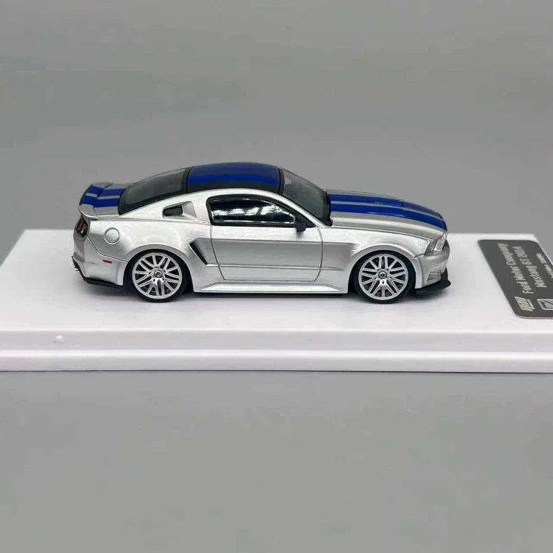 GDO & DCM 1:64 Ford Mustang GT NFS Silver Blue Need for Speed Movie Edition Alloy Car Model