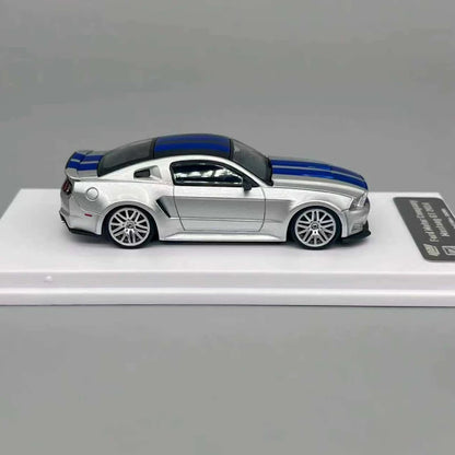 GDO & DCM 1:64 Ford Mustang GT NFS Silver Blue Need for Speed Movie Edition Alloy Car Model
