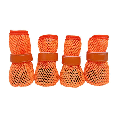 Adjustable Soft Sole Dog Mesh Shoes Non-Slip Wear Resistant Pet Dog Boots Thin Cooling Dog Shoe Cover Summer Season