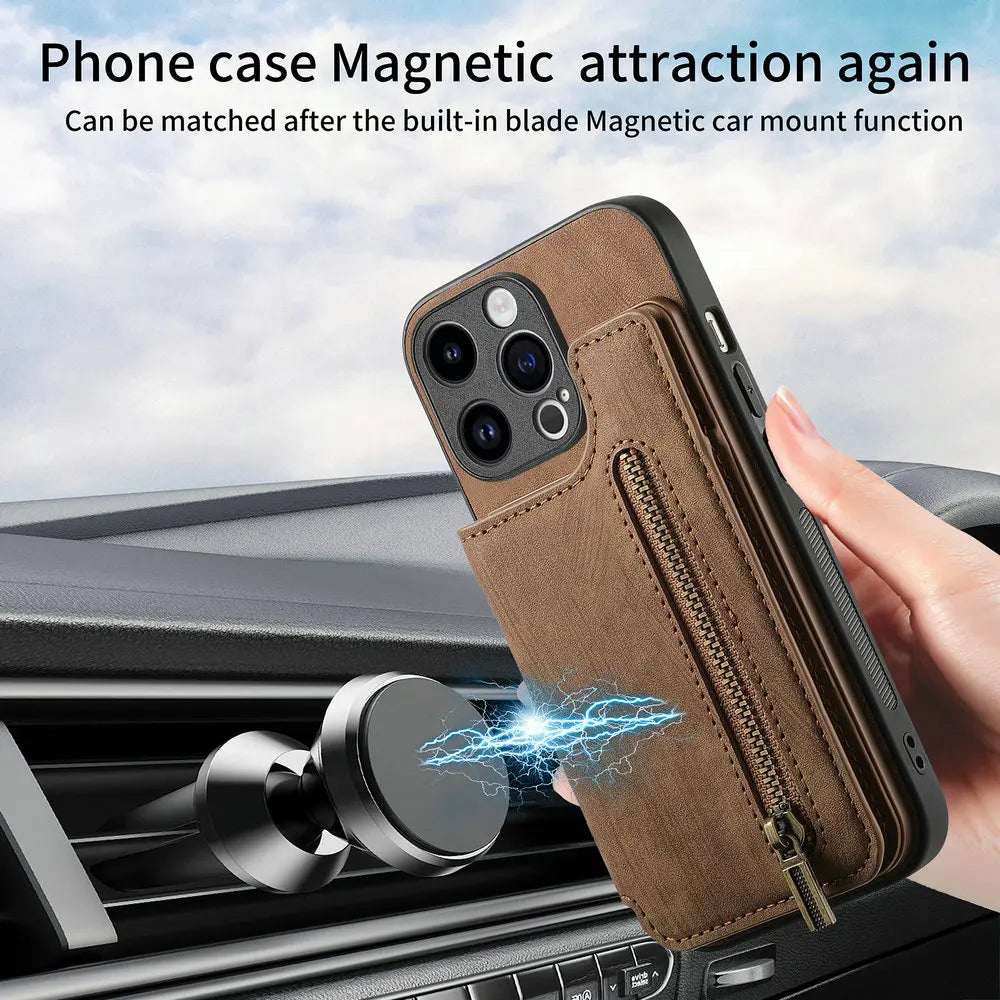 Zipper Leather Case for OPPO Reno 15 13 Pro 12 11F 10 9 8 Luxury Cover Phone Reno13 14 FS 14F 6 Z 7 11 F 13F 15F 5G Magnet Etui