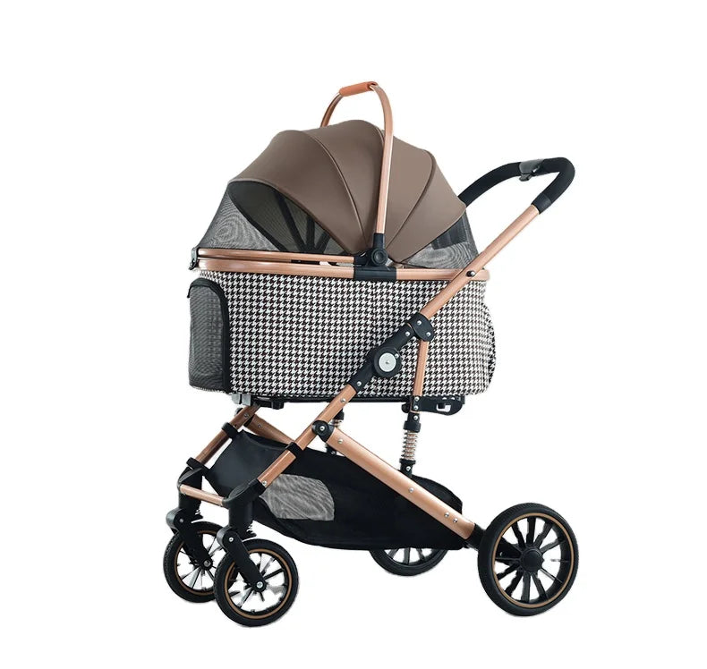 Pet Stroller Comfortable Pet Travel Carrier For Small Medium Dog Cat Folding Puppy Trolley With Storage Basket Pet Carriers