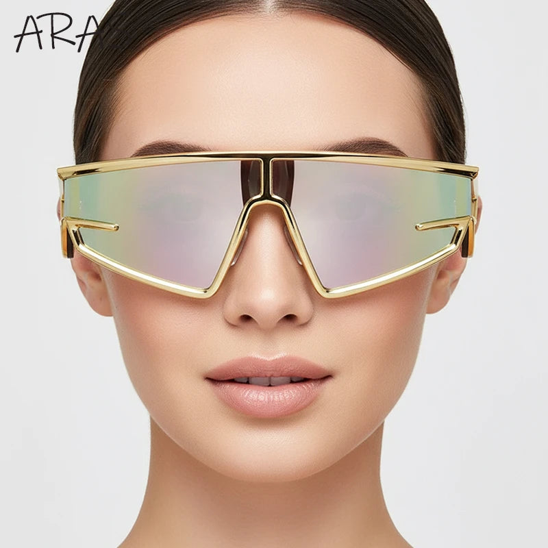 Y2K Punk Shield Irregular Sunglasses Women Luxury Brand Steampunk Cycling UV400 Goggle Eyewear Trendy WindProof Sun Glasses 2026