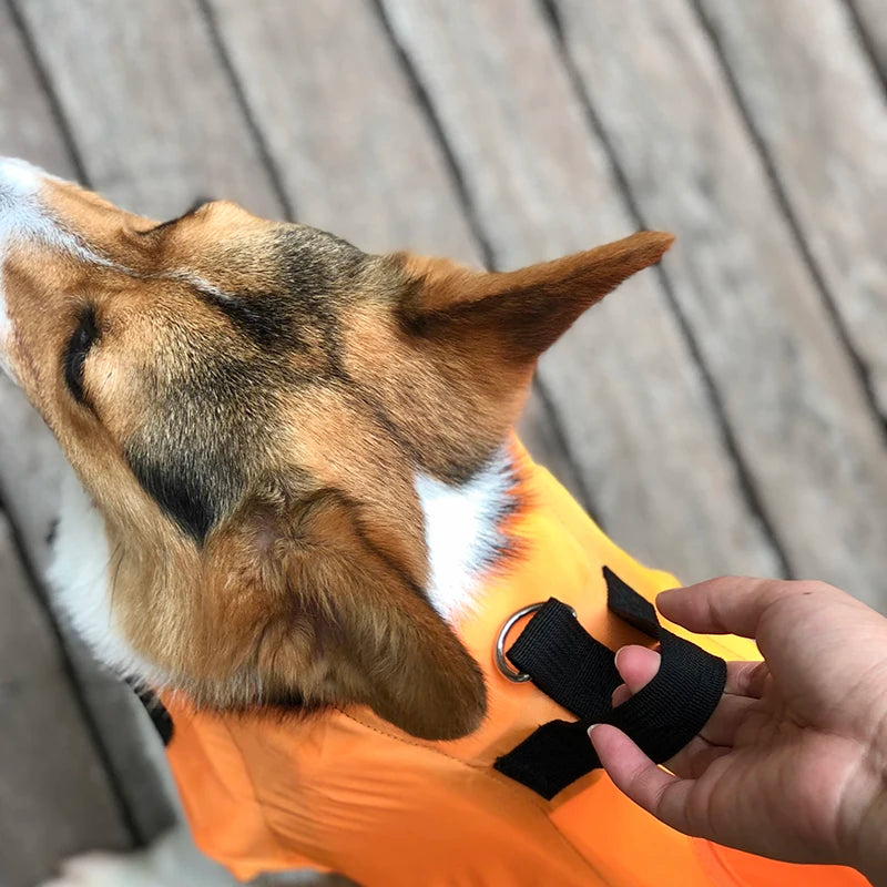 Summer Pet Swim Life Vest Jacket Adjustable Dog Swimsuit with Rescue Handle for Small Medium Dogs Ripstop Corgi Safety Clothes