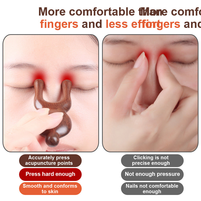 Wooden Handle Sandalwood Facial Massager Promote Blood Circulation Eye Nose Gua Sha Board Facial Lifting Massage Tool