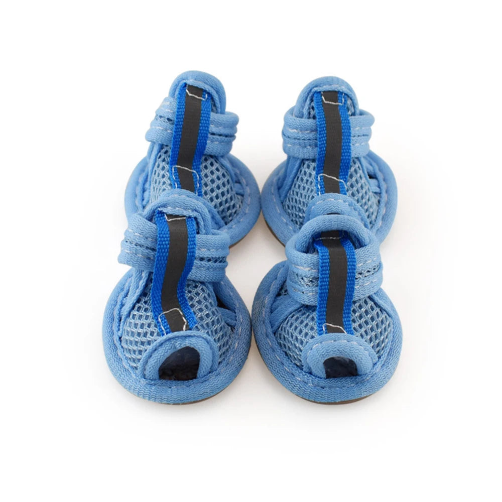 4PCS/set Summer Dog Shoes Breathable Sandals for Dog Cat Walking Running Outdoor Anti Slip Paw Protectors & Pet Gifts