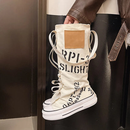 Platform Long-thigh Boots New Trend Fashionable and Versatile Design Sense Niche High-top Stacking Board Shoes