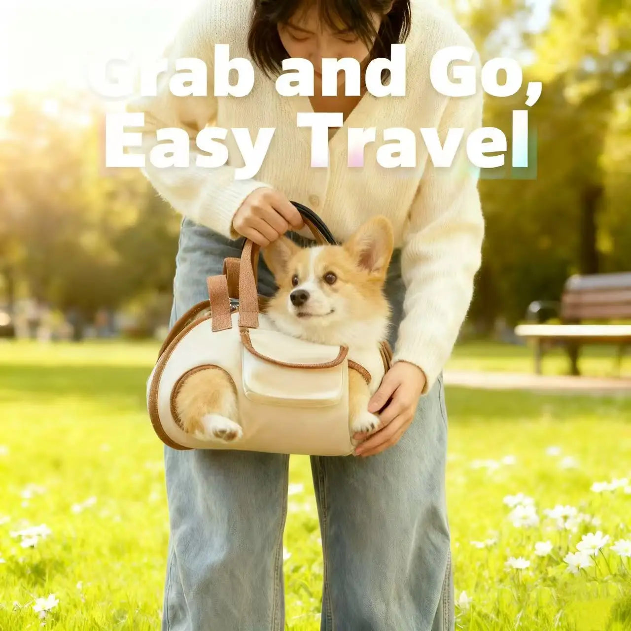 Single shoulder crossbody bag for small and medium dogs, multi-functional pet carrier for walking