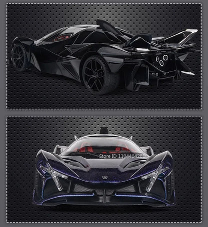 Lambor V12 Apollo EVO 1:18 Model Car Diecast Alloy Car Doors Opened Sound Light Pull Back Miniature Sportscar Collect Decoration