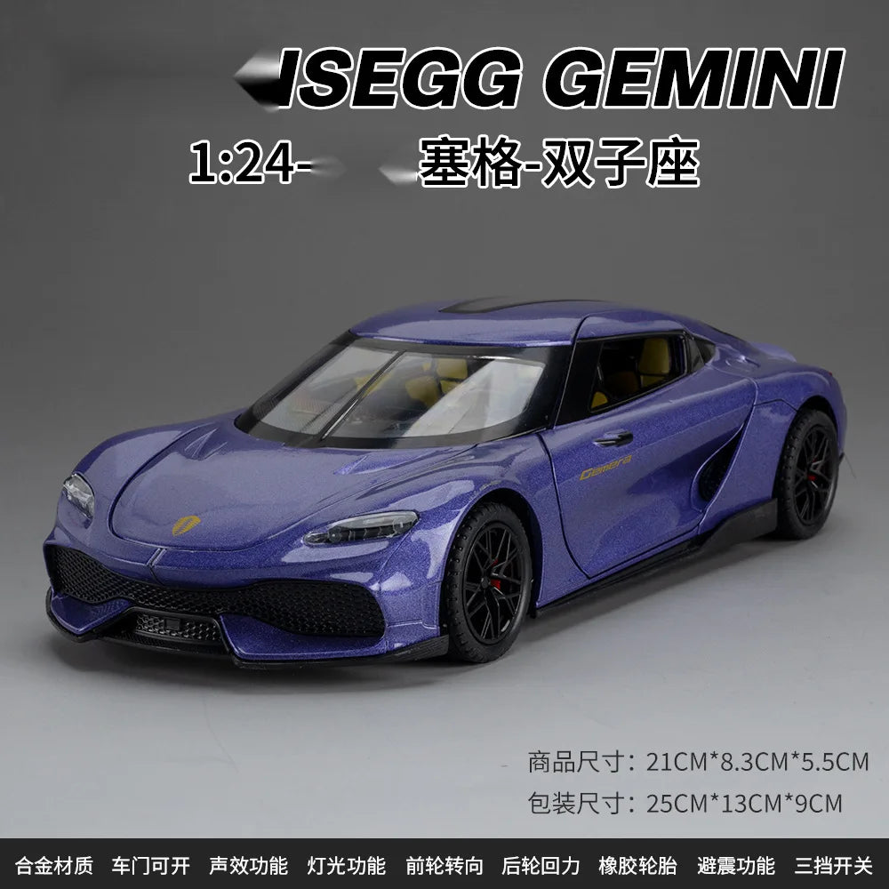 Koenigsegg Gemera 1:24 Car Alloy Diecast Model Collect Hobby Model Ornaments Gift For Friend Pull Back Toy New Style Sports Car
