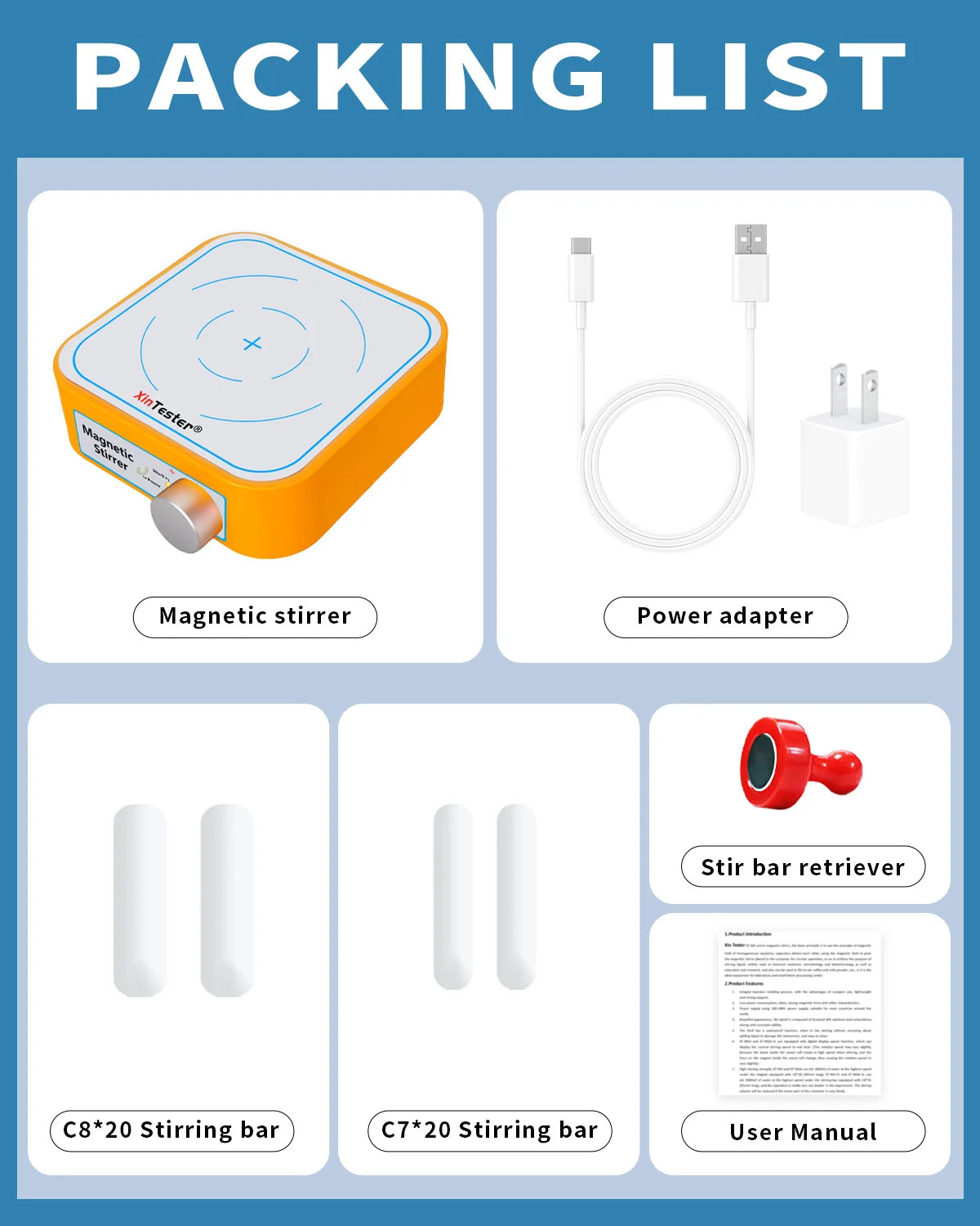 Xin Teste 3000RPM Mini Magnetic Stirrer, 3000ml  Stirrers for Low Viscosity Liquid, No Heating Basic/Rechargeable