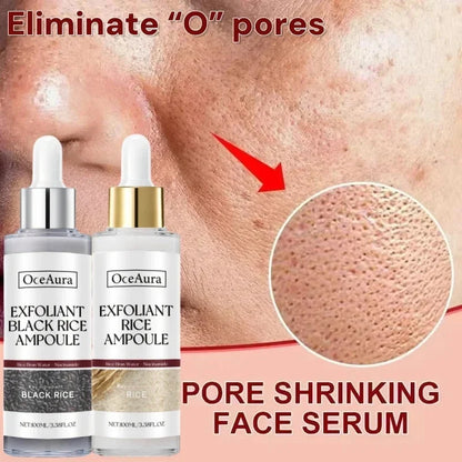OUHOE White Black Rice Exfoliating Serum Peel Shot Facial Moisturizing Soften Blackhead Removal Hydrating Shrink Pores Skin Care Korea