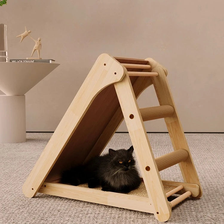 Wooden Cat Scratcher Cat Scratching Post Sisal Wear-resistant Cats Kitten Scratching Grinding Paws Toys Furniture Protector
