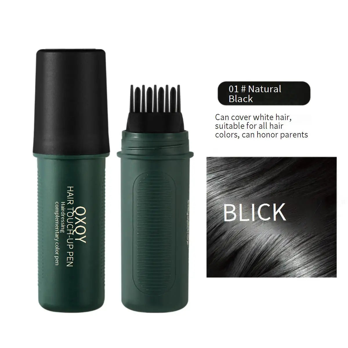 QXQY 2 in 1 Hair Color Pen Comb｜Instant Root Touch Up for Gray Hair｜Painless Natural Cover｜Gentle Formula for Men & Women