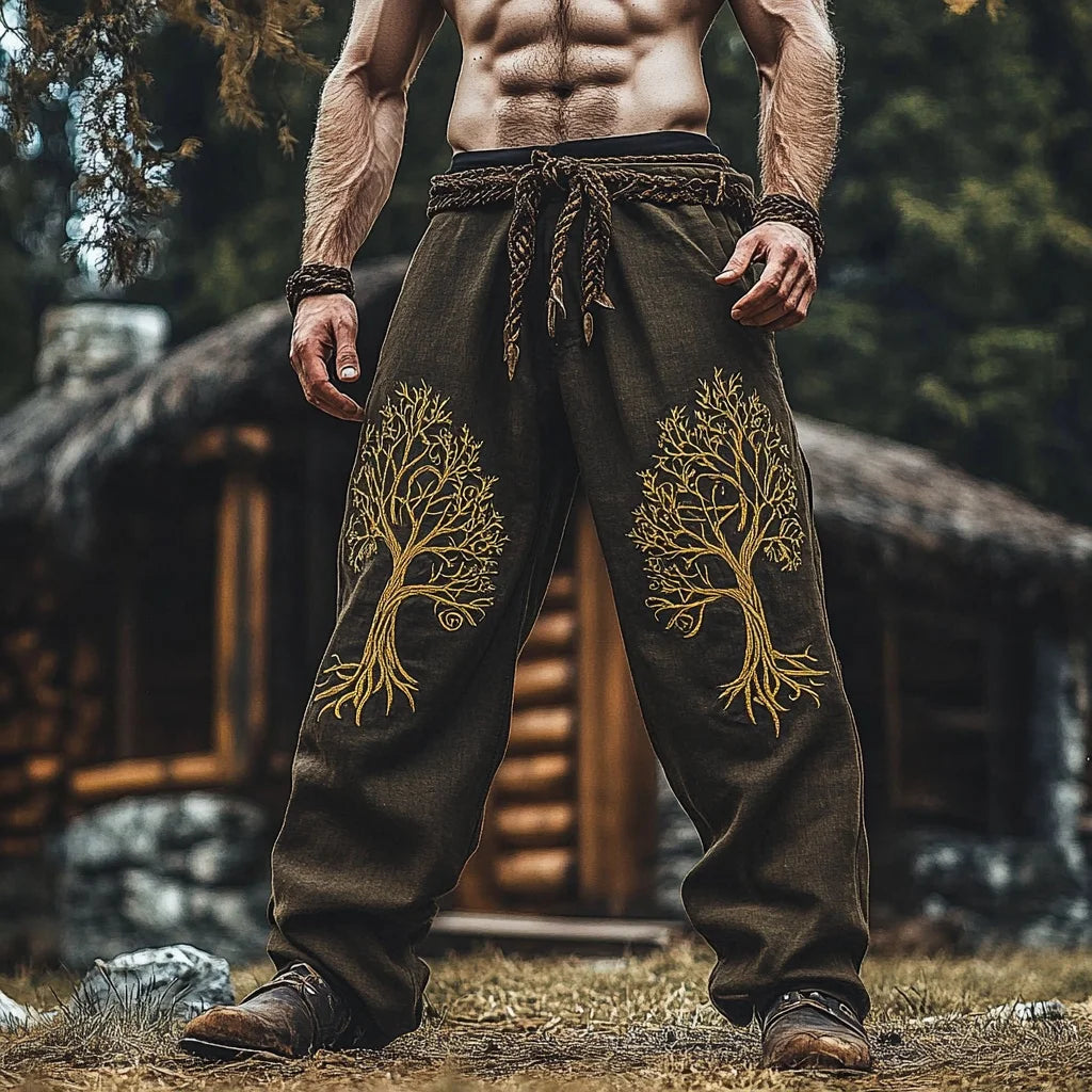 Men's retro Viking Celtic Crow Skull 3D printed casual pants drawstring straight leg pants summer Spring beach pants