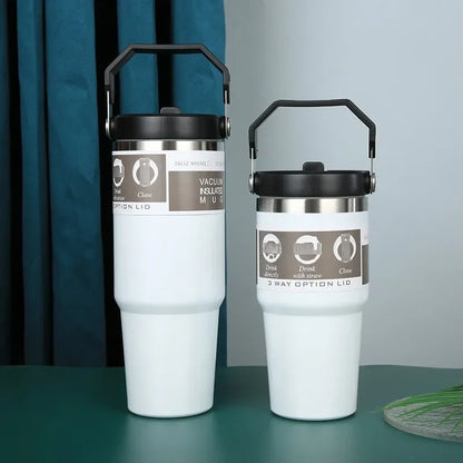 Thermal Water Bottle With Straw Outdoor Sport Coffee Cup Car Insulated Cup Tumbler Vacuum Flask Travel Thermal Mug 20oz/30oz