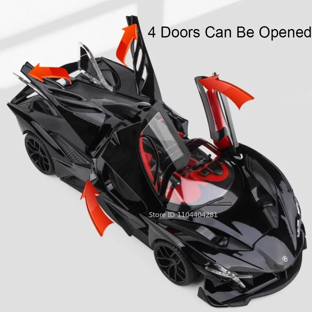 Lambor V12 Apollo EVO 1:18 Model Car Diecast Alloy Car Doors Opened Sound Light Pull Back Miniature Sportscar Collect Decoration