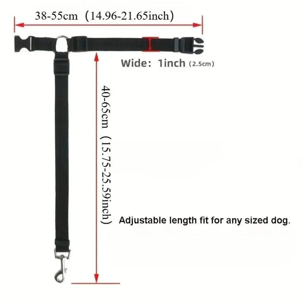 Pet car seat belt, nylon leash, rear seat belt, adjustable dog safety harness collar, pet accessories