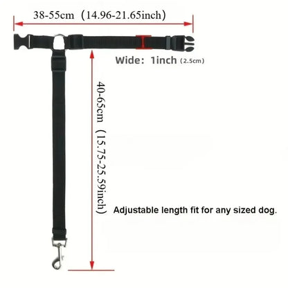 Pet car seat belt, nylon leash, rear seat belt, adjustable dog safety harness collar, pet accessories