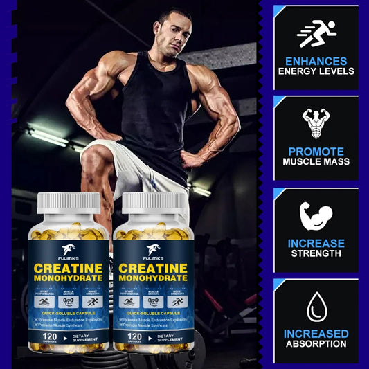 Creatine Monohydrate Capsules, Keto Friendly, 3000mg,  Pre-Workout & Muscle Strength Support | Easy to Swallow