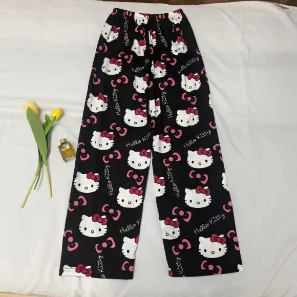 Hello Kitty pajamas summer thin loose casual pants cartoon walking home pants girlfriends can wear outside