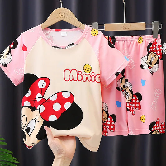 Toddler Baby Girls Boys Minnie Mouse Pajamas Sets Summer Short Sleeve Pyjama Stitch Enfant Baby Pijama Kids Night Wear Homewear Pjs