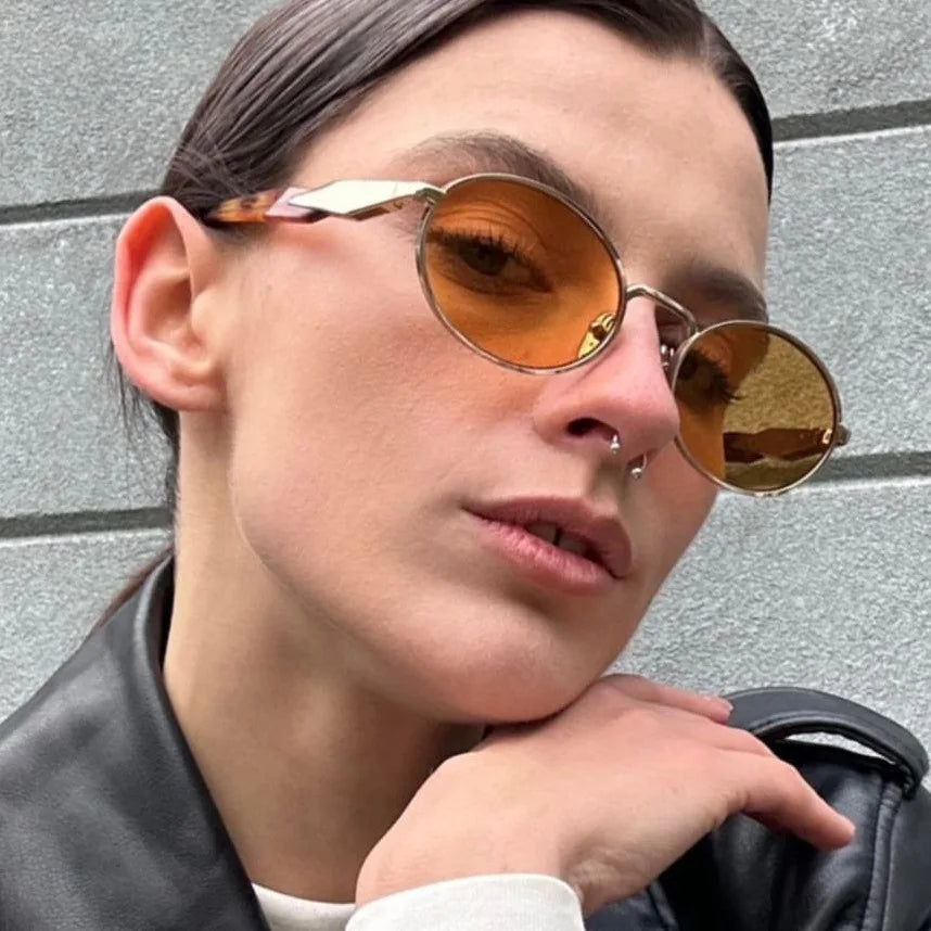 Ruiao 2026 Fashion Oval Sunglasses for Women Luxury Designer Metal Frame UV400 Sun Protection Shades Brand New Arrival Eyewear