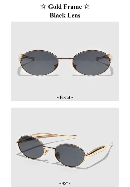 Ruiao 2026 Fashion Oval Sunglasses for Women Luxury Designer Metal Frame UV400 Sun Protection Shades Brand New Arrival Eyewear