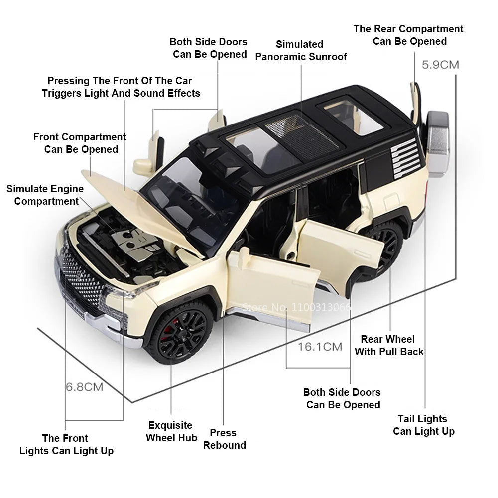1/32 Alloy Model Cars BYD Look Up Off-road Vehicles Diecasts Model Toy 6 Doors Can Be Opened with Light Sound SUV for Gifts