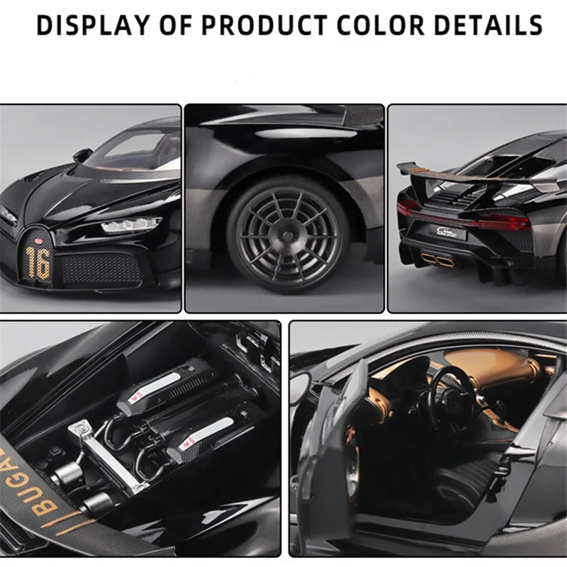 Bugatti Chiron 1:18 PUR SPORT Alloy Sports Model Diecast Metal Racing Car Vehicle Model Sound and Light SimulationToy Gift