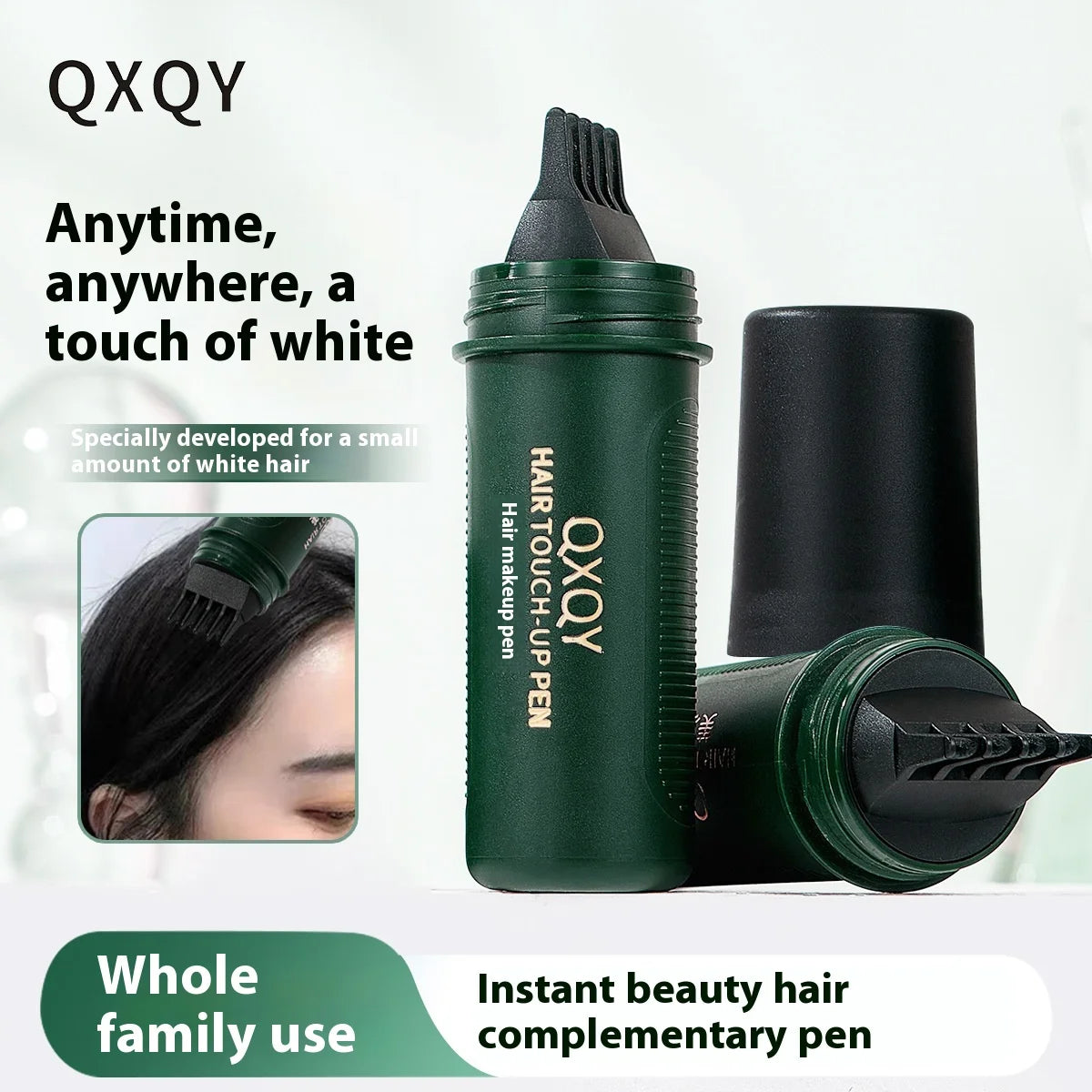 QXQY 2 in 1 Hair Color Pen Comb｜Instant Root Touch Up for Gray Hair｜Painless Natural Cover｜Gentle Formula for Men & Women