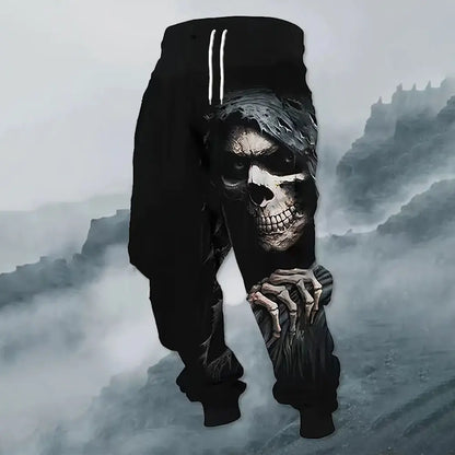 Men's Outdoor Sports Pants Fashion Skull Print Sweatpants Men's Loose Pocket Drawstring Sweatpants Autumn New Men Sweatpants
