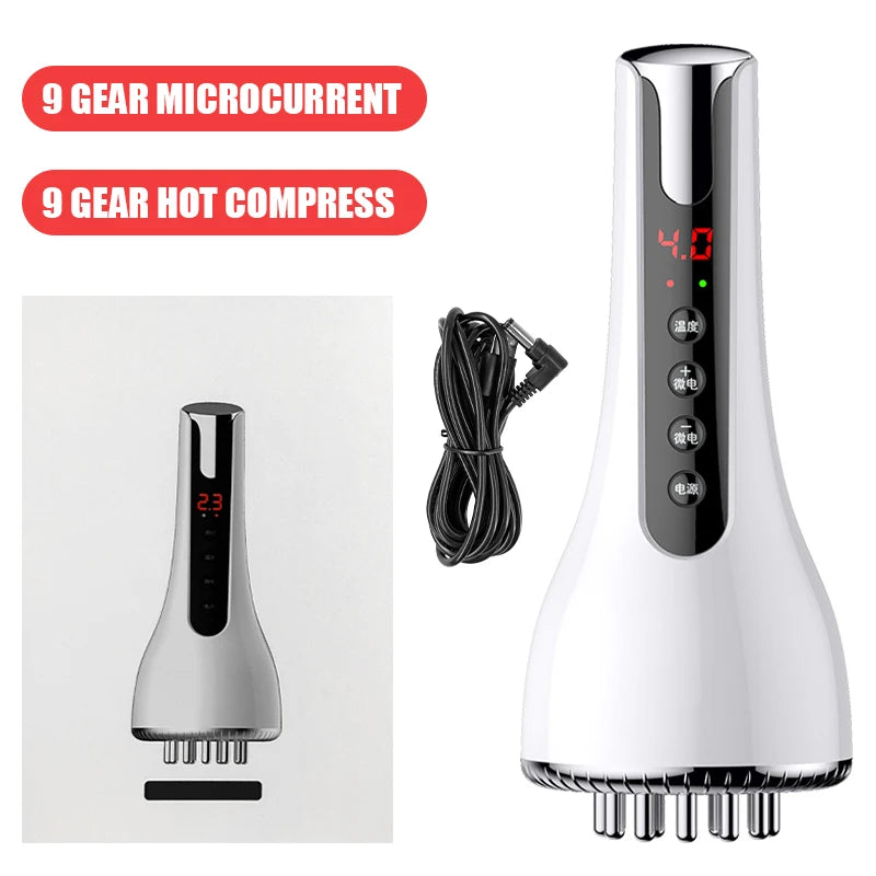 Electric Microcurrent Meridian Brush Body Massager GuaSha Red Light Hot Compress Scraping Lymphatic Drainage Device Fat Burner