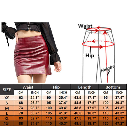 2026 Spring/summer Red Crocodile Pattern PU Skirt Ladies Slit Skirt Slim  Stretch Leather Skirts White Brown Black Green
