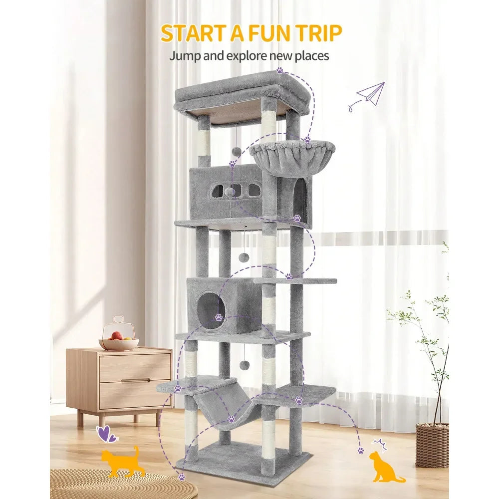 Cat Tree Rascadores Para Gatos Cat Supplies 82.7 Cat Tree, Large Cat Tower For Indoor Cats, Condo With Perch, Cat House Furnitur