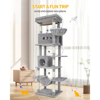 Cat Tree Rascadores Para Gatos Cat Supplies 82.7 Cat Tree, Large Cat Tower For Indoor Cats, Condo With Perch, Cat House Furnitur