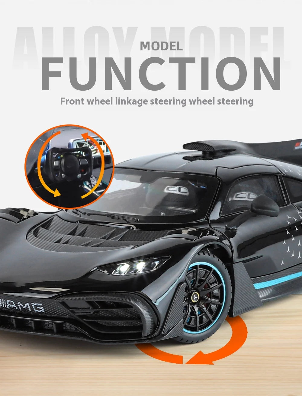 Large 1/18 alloy die-cast AMG-ONE sports car model simulation sound and light adult collection gift