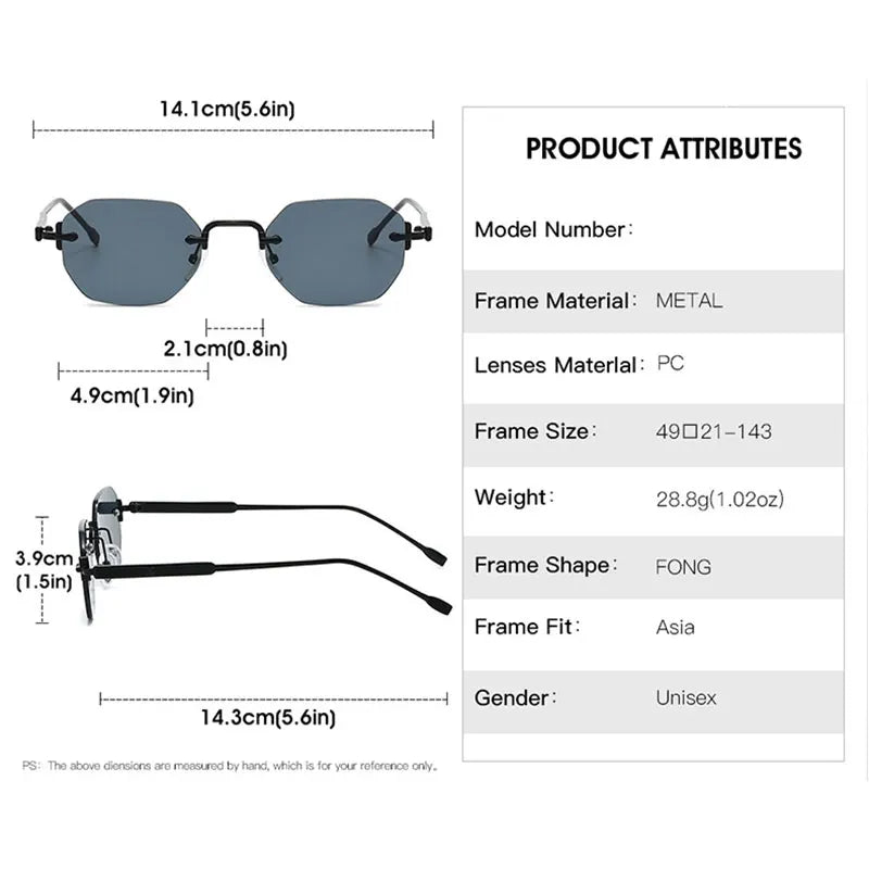 New Rimless Luxury Sunglasses Women 
 Diamond Cut Sun Shades For Man And Women Designer Brand Glasses UV400 Frameless Eyewear