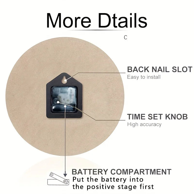 Whiskey Barrel Wall Clock - Silent Non-Ticking Modern Minimalist Round Acrylic Clock with Barrel Design,  Large Face for Living
