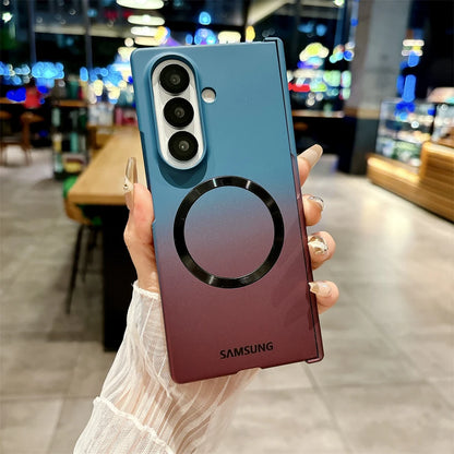 Soft Liquid Silicone Gradient Magnetic Case for Samsung Galaxy Z Fold 7 6 5 4 Zfold3 Case For Magsafe Charging Shockproof Cover