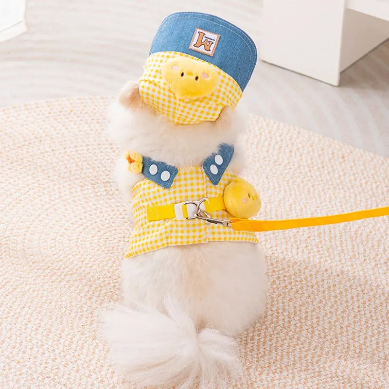 Summer Vest Dog Harness Leash Set and Dog Hat Cute Bear 2026 Dog Clothes Pet Supplies Puppy Denim Harness Cat Dog Accessories
