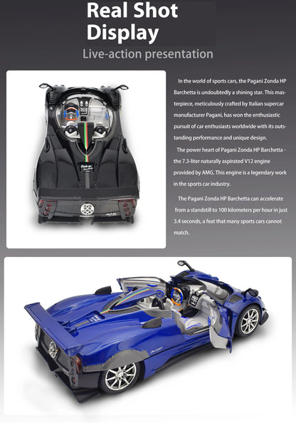 Simulated Super Sports 1:24 Car Zonda Alloy Car Model, Sound and Light Ornaments, Car Collection Toy Gift