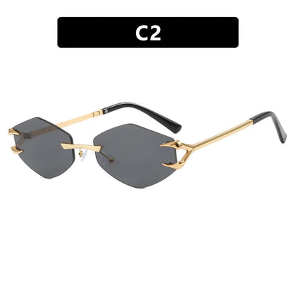 Small Frame Hexagon Sunglasses Women 2026 Luxury Brand Metal Rimless Rhombus Sun Glasses For Female Retro Polygon Eyewear UV400